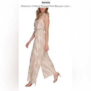 Kensie Cream/Gold Pleated Jumpsuit